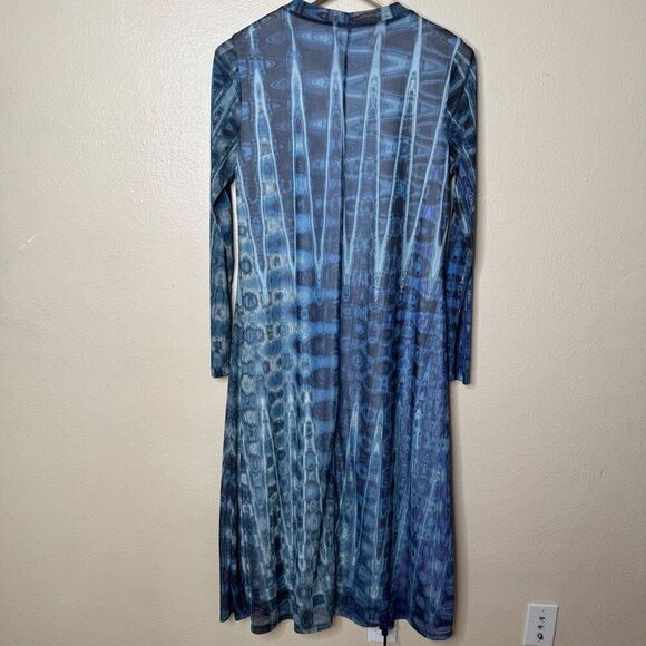 Le Galeriste Dress Women's Large Blue Abstract Fiber Design Daniela Maxi Dress - Picture 12 of 13